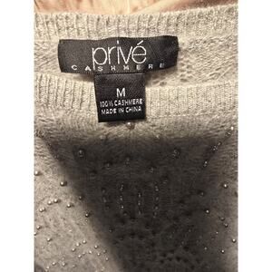 Prive Sweater Womens M 3/4 Sleeve Cashmere faux pearl Pullover Preppy formal